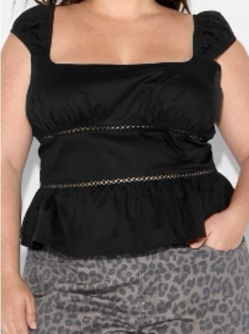 Women's Cap Sleeve Squareneck Peplum Top
